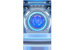Futuristic sci fi portal with blue, a Technology Photo by Lermont51