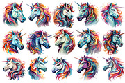 40 Watercolor Cute Unicorn Clipart, an Animal Illustration by Creative Arslan (Thumbnail 3 of 7)