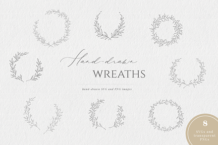 Line-art wreath cliparts