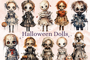 Halloween Spooky Dolls Clipart, an Illustration by GiraffeCreative (Thumbnail 1 of 9)