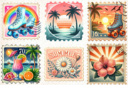 Retro Summer Postage Clipart, an Illustration by DreamCafeArt (Thumbnail 3 of 8)