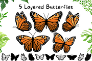 5 Layered Monarch Butterflies, an Object Graphic by Createble (Thumbnail 1 of 6)