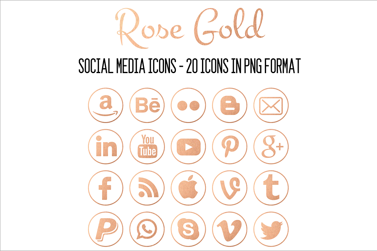 Social Media Icon-Circled Rose Gold, an Icon by pixelonix