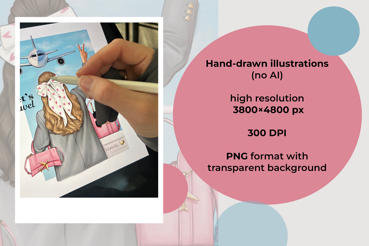 Travel Fashion Girl Clipart Set, an Illustration by designs.svkl (Photo 3 of 6)