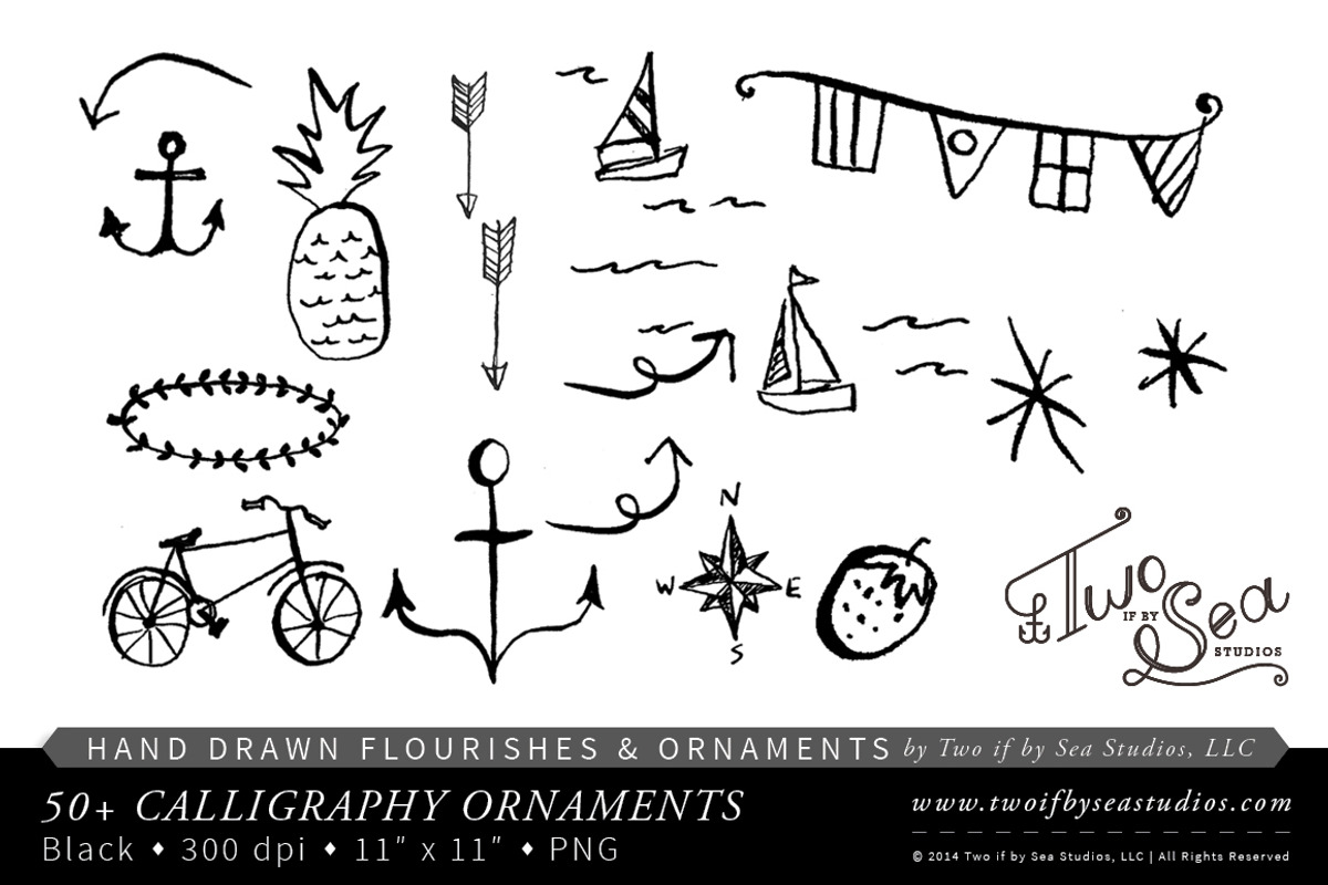 Hand Drawn Calligraphy Ornaments, an Illustration by Two if by Sea Studios (Photo 4 of 5)