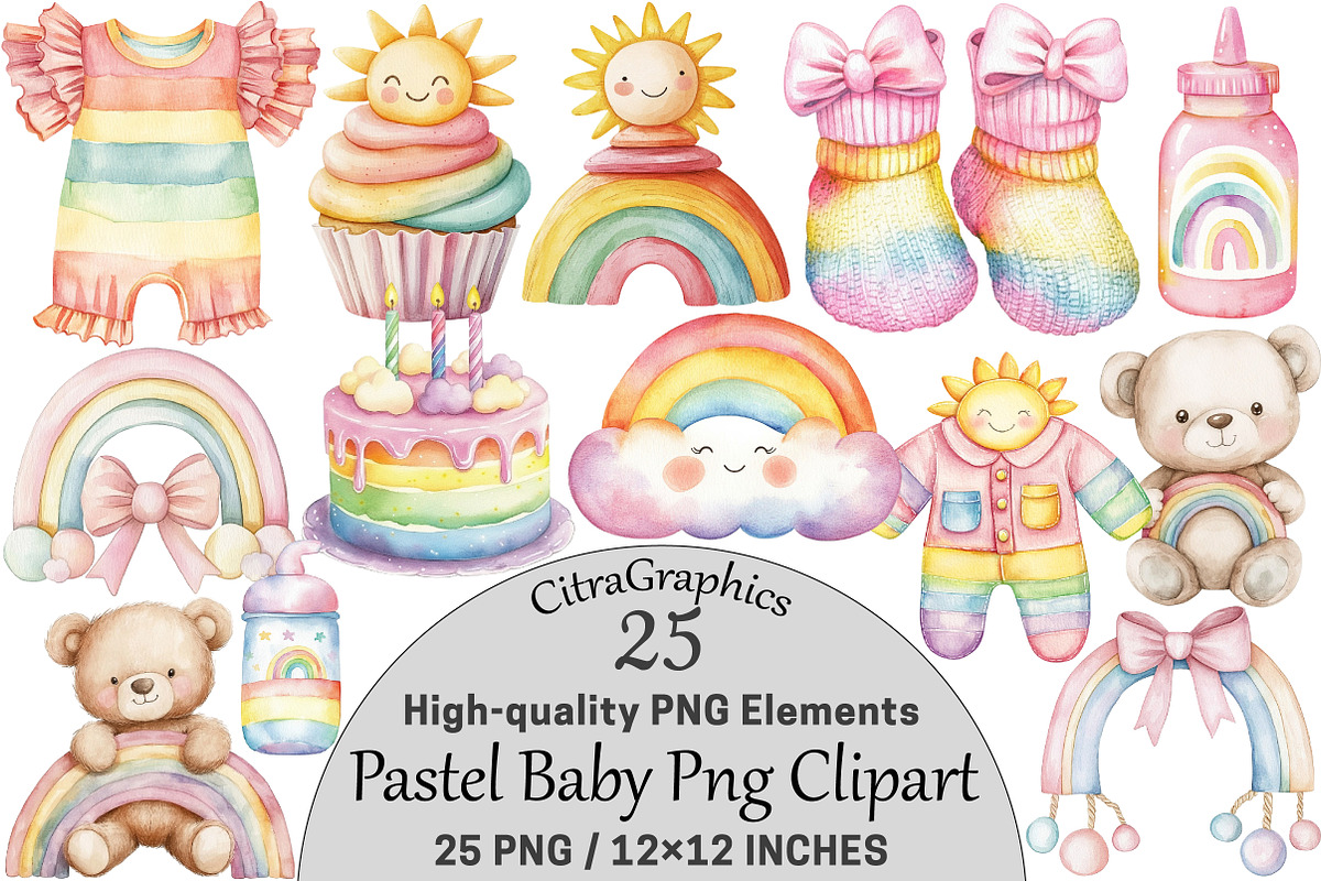 Pastel Baby Clipart, a Seasonal Illustration by CitraGraphics (Photo 1 of 6)