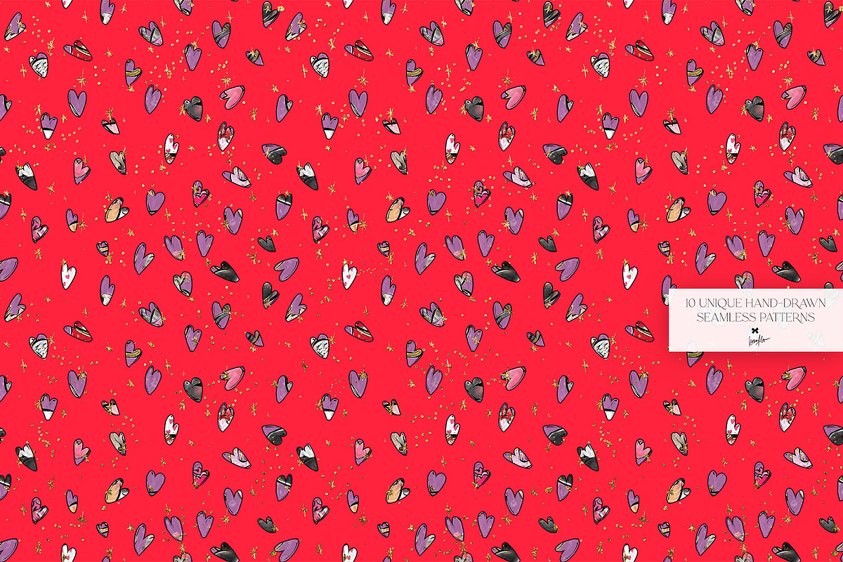 Valentine Cats Seamless Patterns Set, a Pattern Graphic by KaramfilaS (Photo 8 of 17)