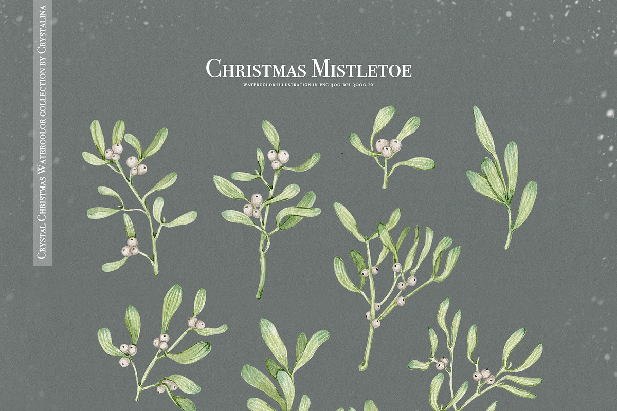 Crystal Christmas watercolor set, a Decorative Illustration by CrystalinaShop (Photo 12 of 18)