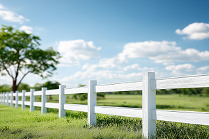 White wooden fence stretching across, a Nature Photo by MistyDay