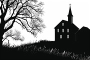 Farmhouse scene silhouette vector, an Illustration by Amazin_art (Thumbnail 6 of 13)