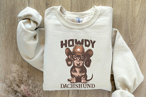 Howdy Dachshund Png, Western