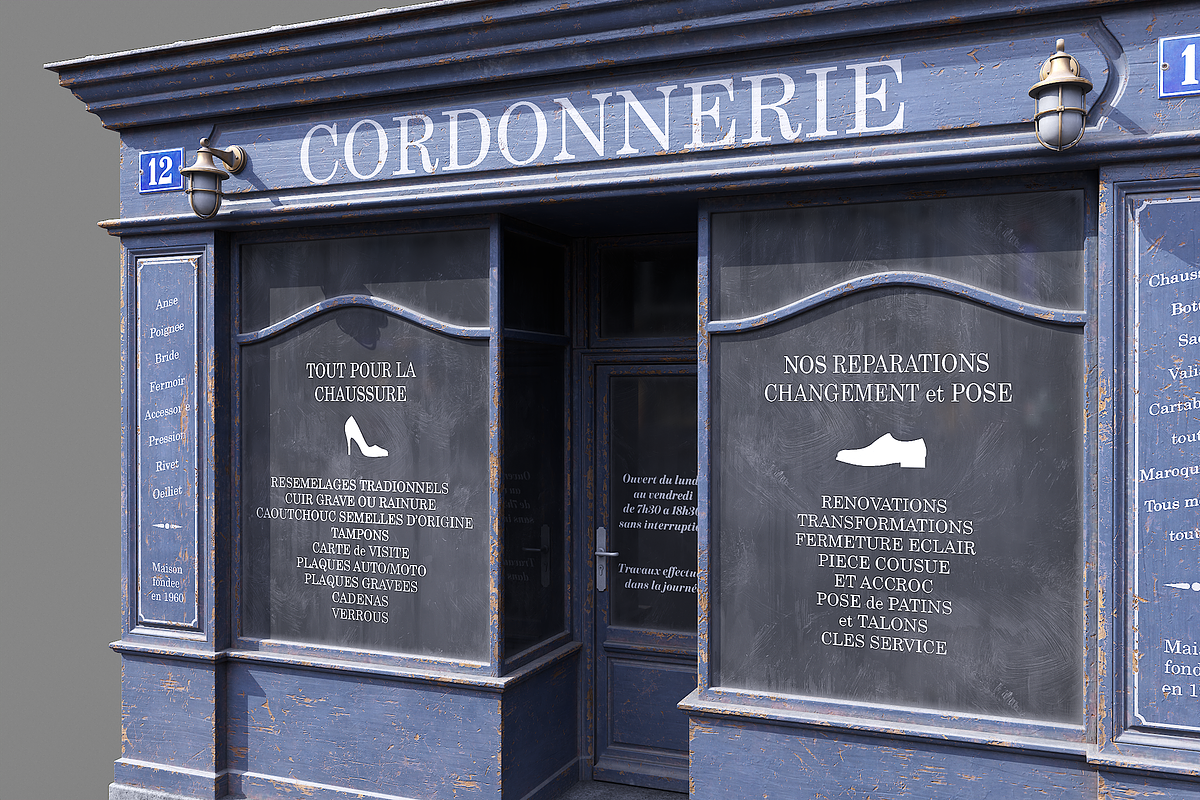 Parisian vintage storefront 3, an Architecture 3D Model by happy brush (Photo 5 of 10)