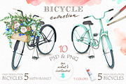 Watercolor Bicycle & Flowers, a Decorative Illustration by Eva Katerina (Thumbnail 2 of 7)