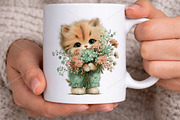 Whimsical Funny Spring Cats Clipart, a Seasonal Illustration by Canvas Craft (Thumbnail 7 of 7)