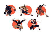 Ninja, shinobi, Asian warriors set, a Person Illustration by PaperTrident (Thumbnail 2 of 16)
