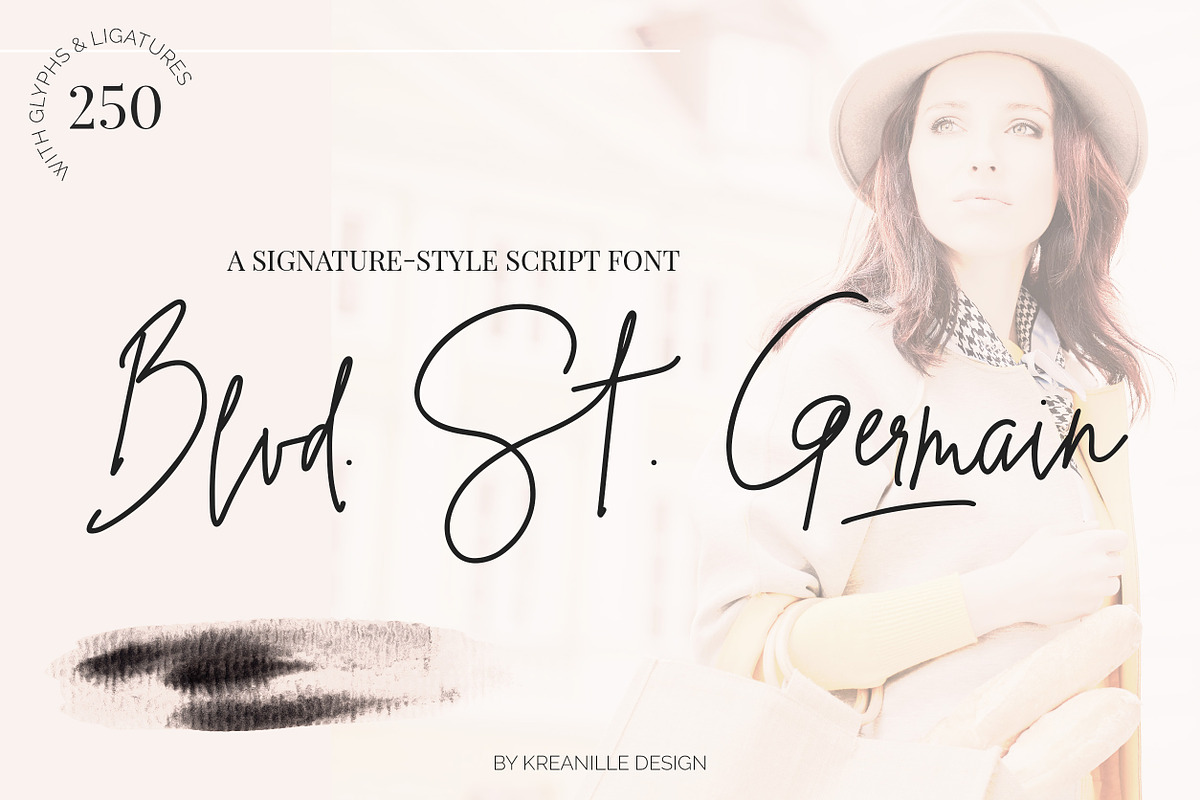 Blvd. St. Germain Signature Script, a Script Font by Kreanille Design (Photo 1 of 14)