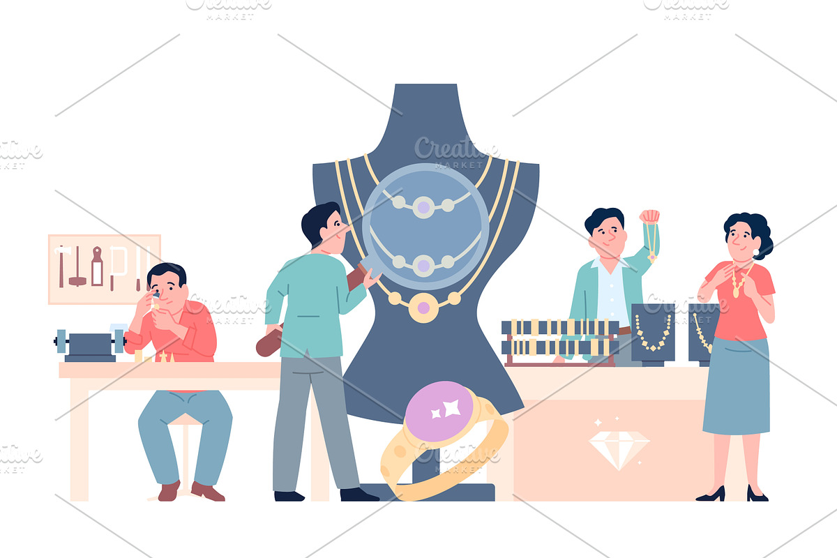 Jewelry industry. Creation, a Person Illustration by LadadikArt