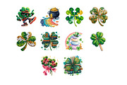 Lucky Clover Clipart Set, a Seasonal Illustration by InkyQueenArt (Thumbnail 4 of 6)