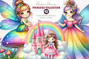 Rainbow Princess Watercolor Clipart, an Illustration by CreationArt (Thumbnail 1 of 7)