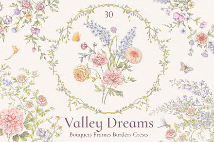 Valley Dreams Vintage clipart, a Decorative Illustration by Ekaproeka