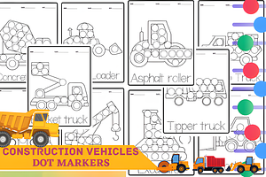 Construction Vehicles Dot Markers, a Decorative Illustration by Coco Bloom