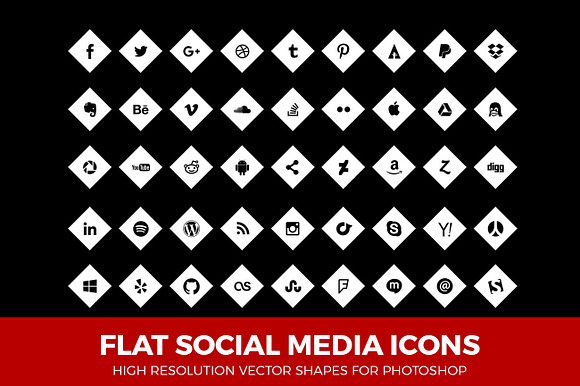 Social Media Icons Diamond White