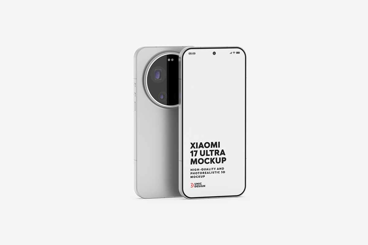 Xiaomi 17 Ultra Phone Mockup, an Android Mockup by UnicDesign (Photo 4 of 8)