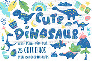 Cute Dinosaur Vector Clipart, an Animal Illustration by RabbitAndPencil (Thumbnail 1 of 10)
