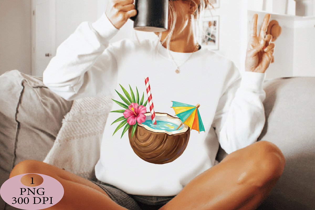 Fresh Coconut Drink, Summer Tropical, an Illustration by Daily.Designs (Photo 3 of 5)