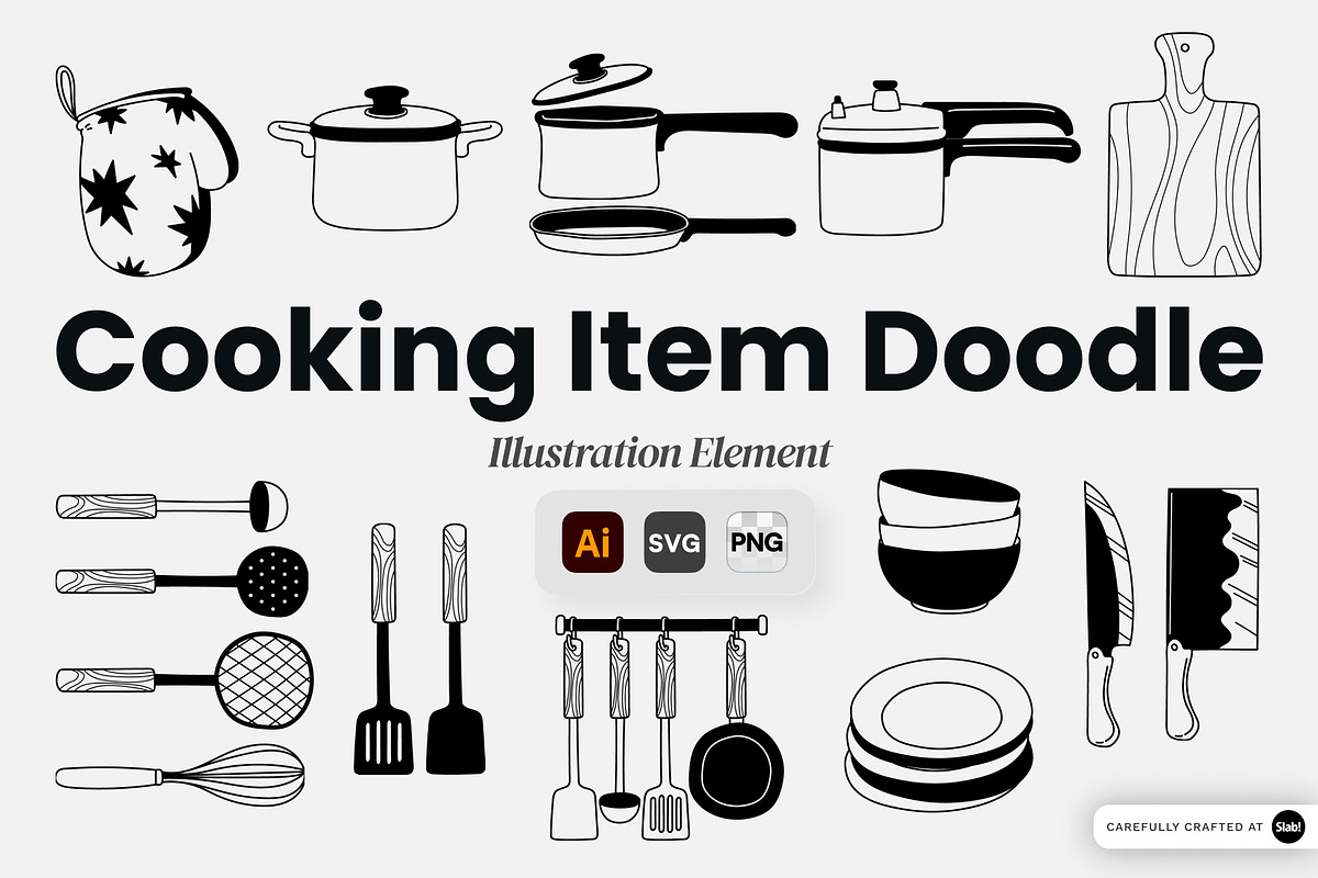 Cooking Item Doodle Hand Drawn, an Object Graphic by SLAB! Design (Photo 1 of 3)