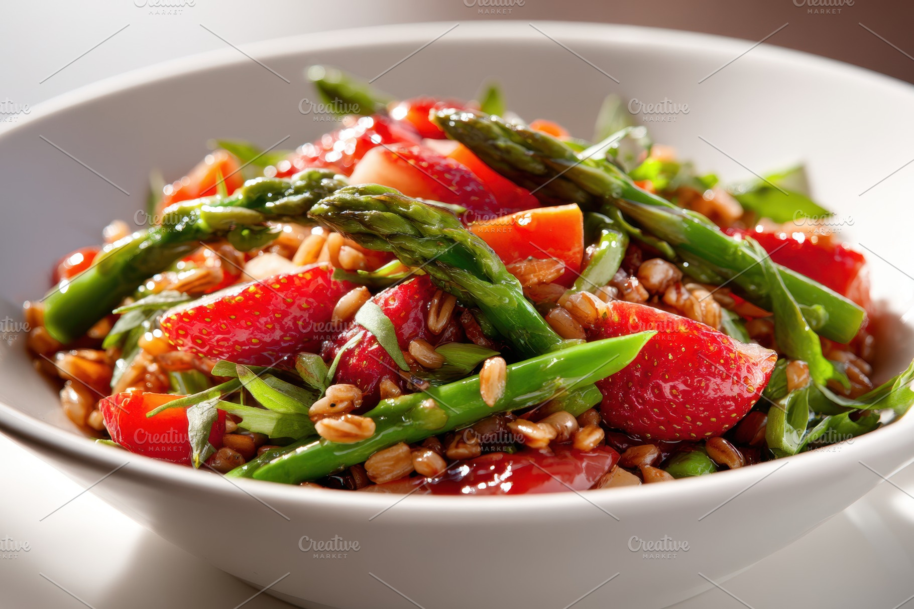 Fresh strawberry and asparagus salad, a Food & Drink Photo by AlyaAnd