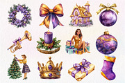 Purple and Yellow Christmas Clipart, an Illustration by Dream Creation (Thumbnail 4 of 5)