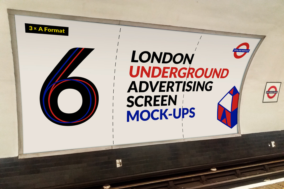 London Underground Screen Mock-Ups 4, an Advertising Mockup by Graphic Shelter (Photo 1 of 6)