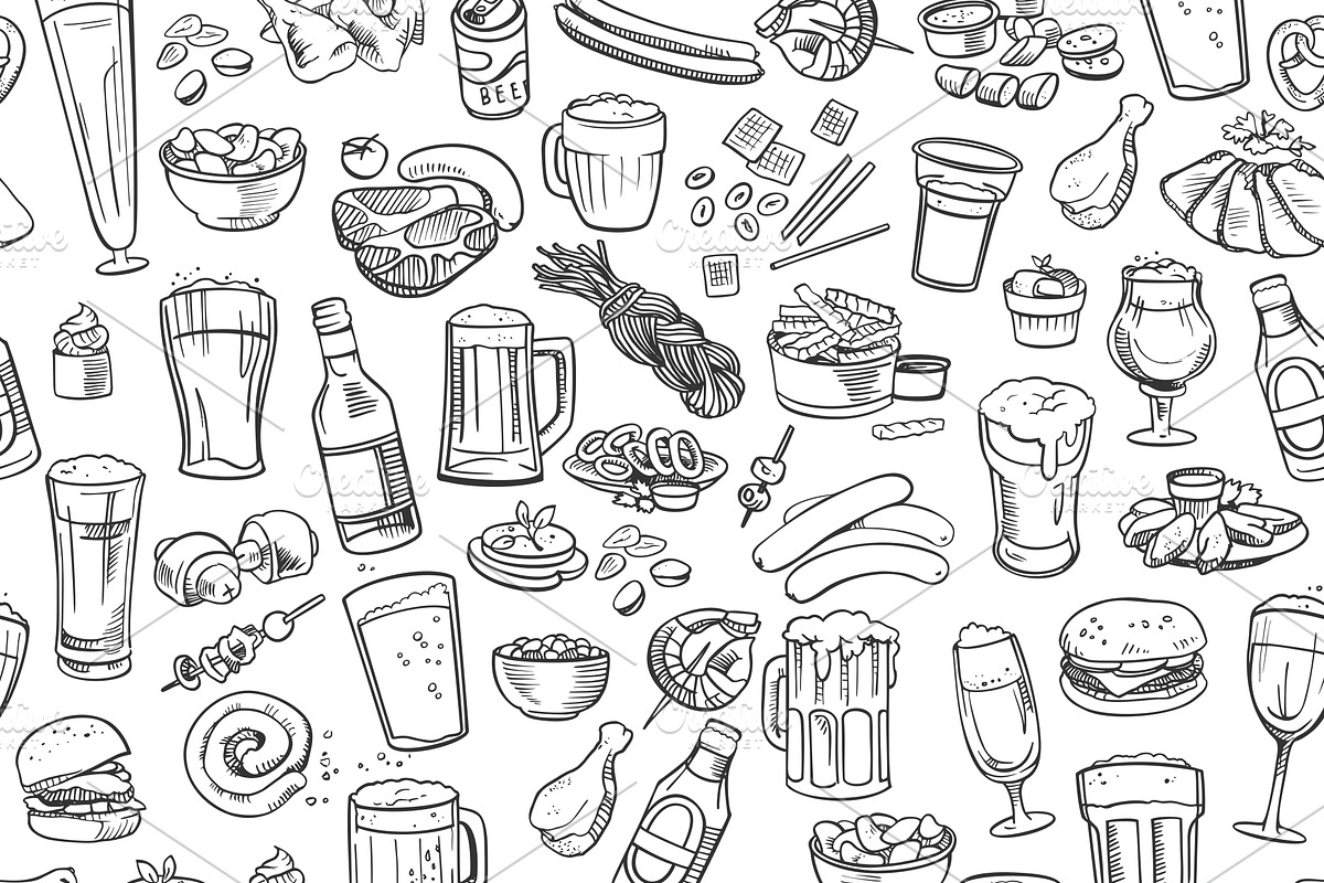 Pub Foods&Drinks | Doodle Vector, a Pattern Graphic by Red Spruce's Vector Shop (Photo 11 of 11)