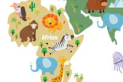 Cute Animals World Map, an Animal Illustration by GennyOnThePaper (Thumbnail 2 of 4)
