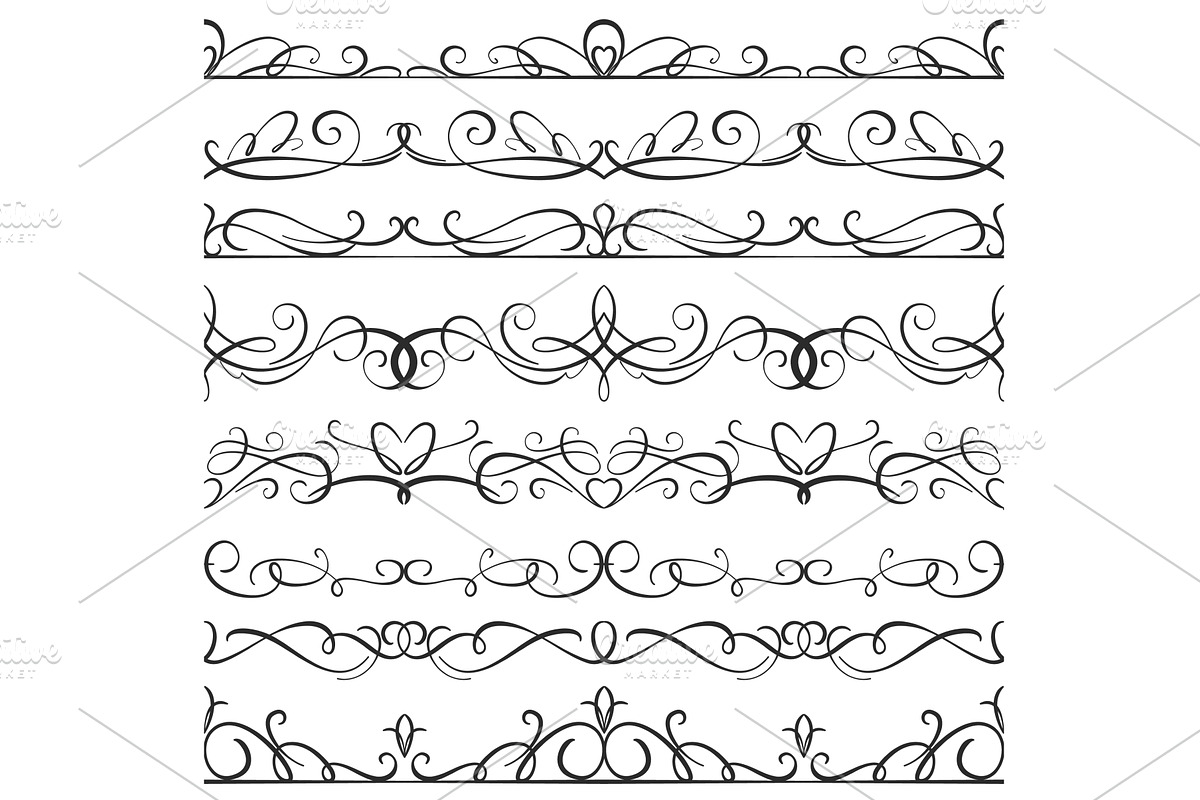 Swirl seamless borders. Repeating, an Illustration by YummyBuum