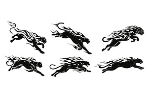 Cats fiery silhouette set. Panther, an Animal Illustration by Stock-Smart-Start