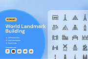 World Landmark Building Icon Set, an Outline Icon by Nathaya Studio (Thumbnail 1 of 2)