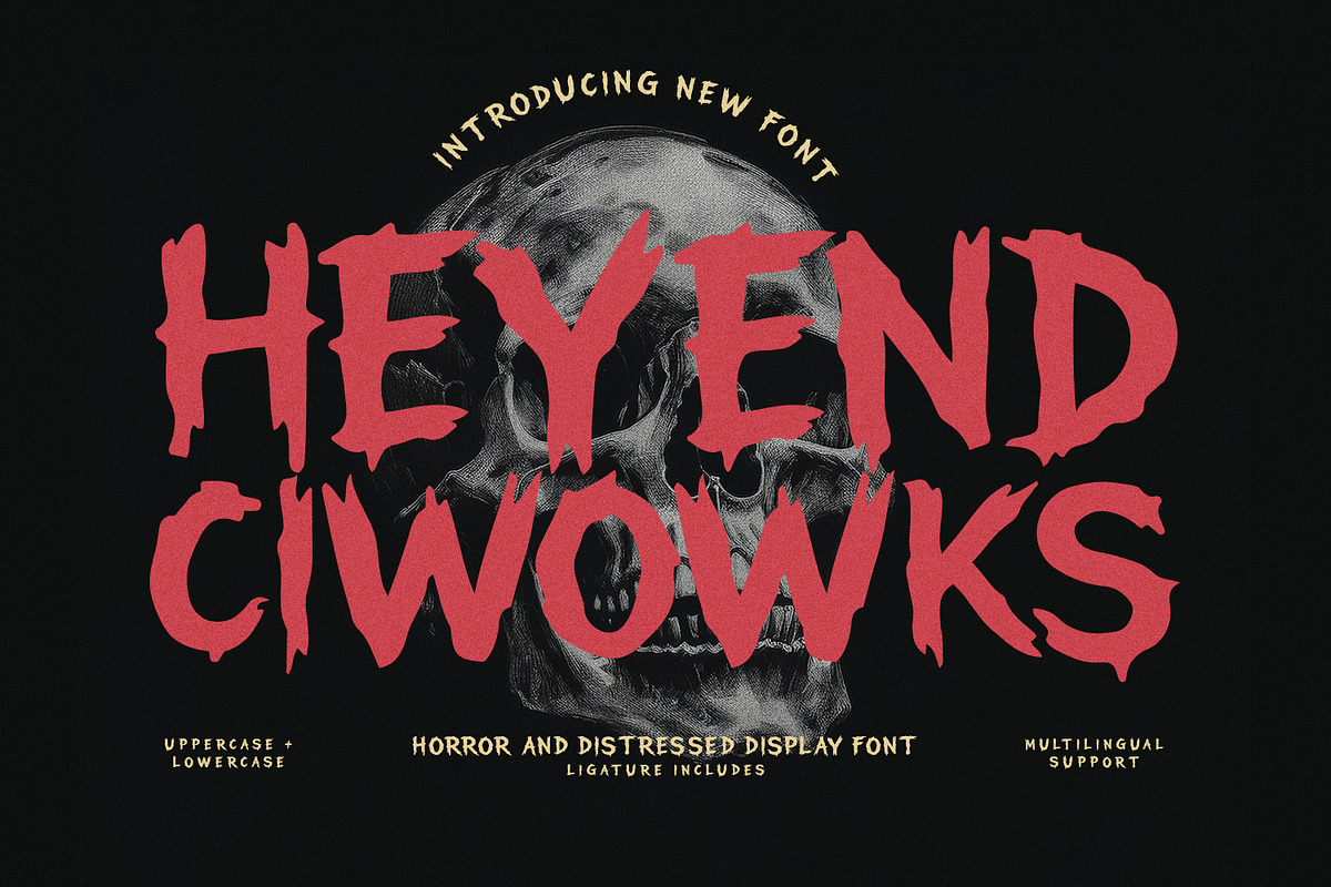 Heyend Ciwowks Horror Distressed, a Blackletter Font by Maulana Creative (Photo 1 of 6)