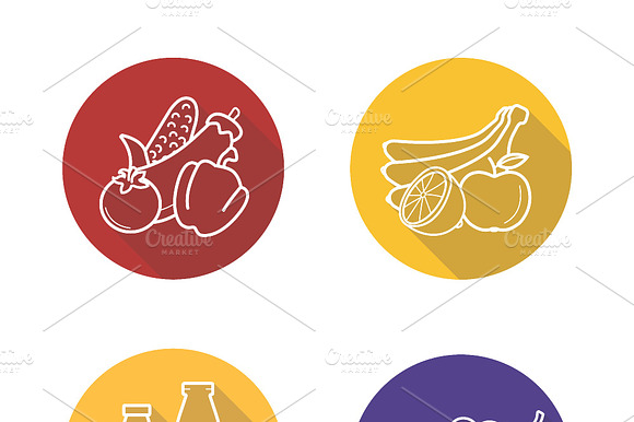 Grocery Store Products Icons. Vector