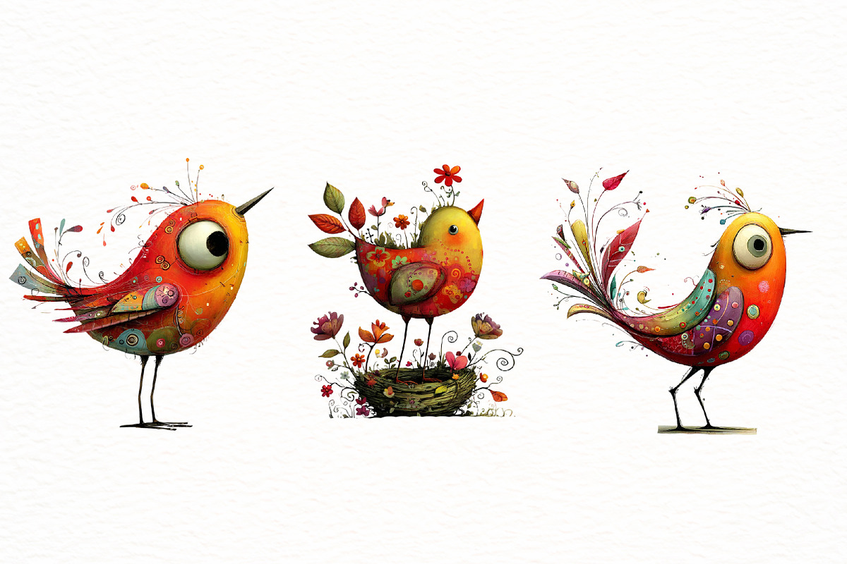 Whimsical Spring bird Clipart, an Illustration by Designworld (Photo 4 of 7)