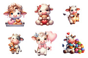 Quirky Valentine Funny Cow Clipart, an Illustration by SinaCreation (Thumbnail 3 of 11)