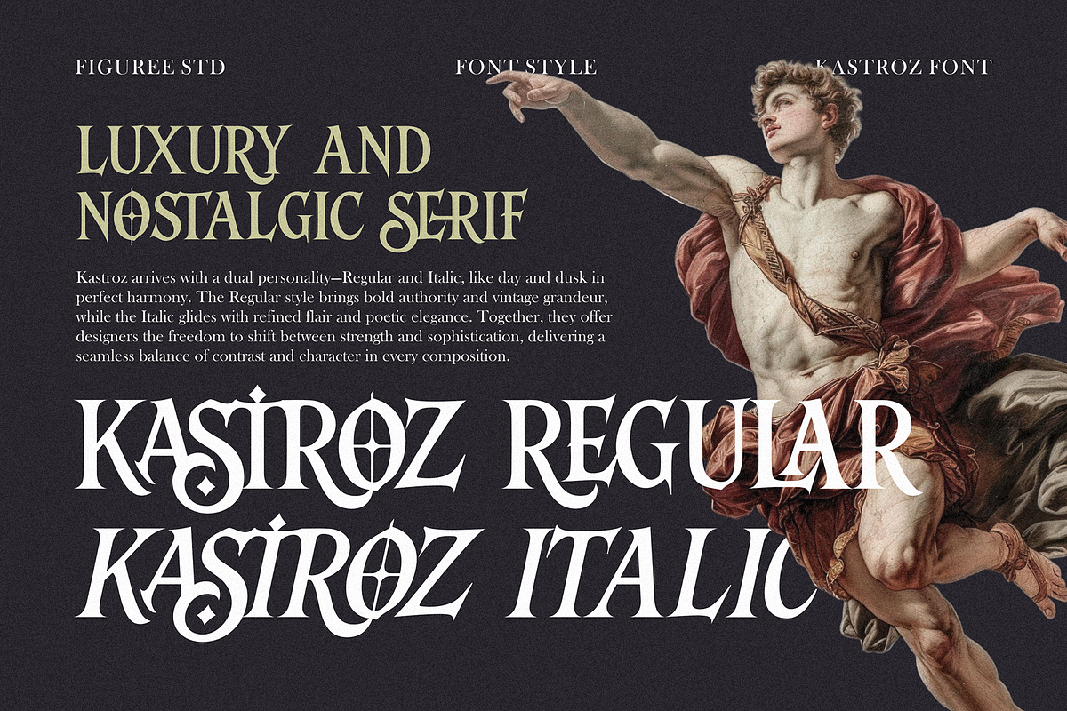 Kastroz – Luxury Vintage Serif Font, a Serif Font by figuree studio (Photo 2 of 10)