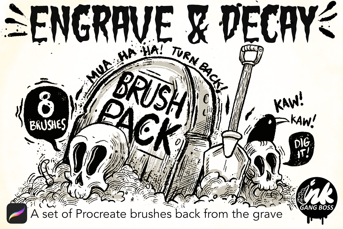 Vintage Engrave & Decay Brushes, a Brush Add-On by Ink Gang Boss (Photo 1 of 7)