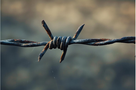 Forbidding Barbed wire field closeup, a Nature Photo by Ylivdesign
