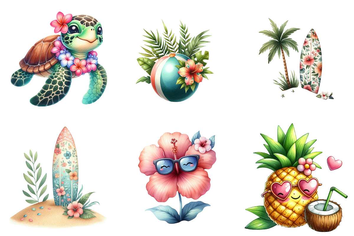 Cute Hawaii Summer Beach Sublimation, an Illustration by Watercolor design (Photo 3 of 4)
