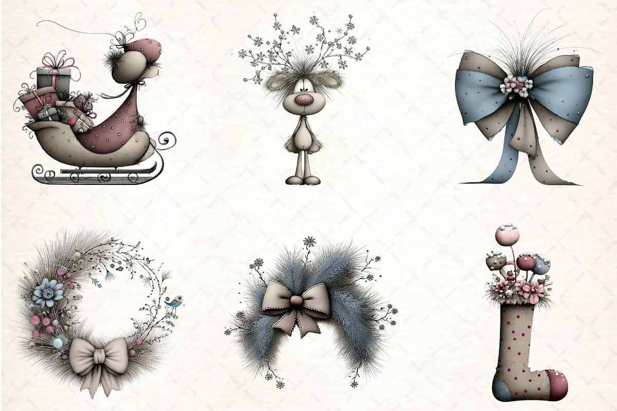 Whimsical Icy Blue Christmas Bundle, an Illustration by DreamCafeArt (Photo 6 of 6)