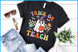 Trick Or Teach Groovy Teacher SVG, an Object Graphic by Creativeusart