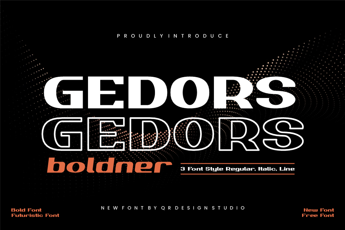 Gedors Boldner - Futuristic Font, a Sans Serif Font by QR Design Studio (Photo 1 of 12)