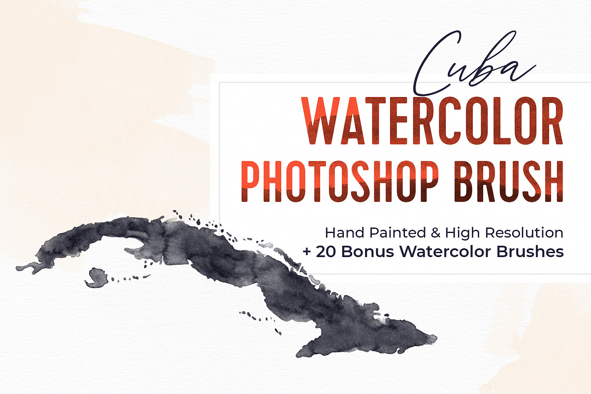 Cuba Watercolor Photoshop Brush, a Brush Add-On by Fernwel Creative (Photo 1 of 4)